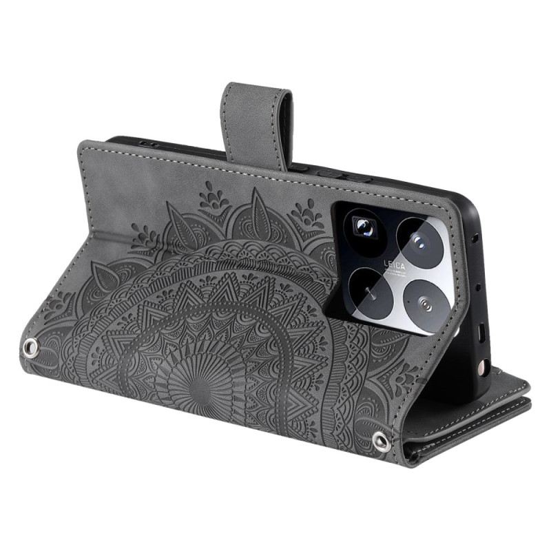 Lederhüllen Für Xiaomi 15 Pro Geldbörse Mit Mandala-wildleder-effekt