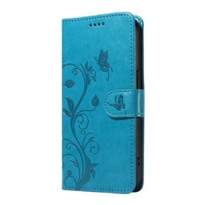 Lederhüllen Xiaomi 15 Pro Blumen- Und Schmetterlingsmuster