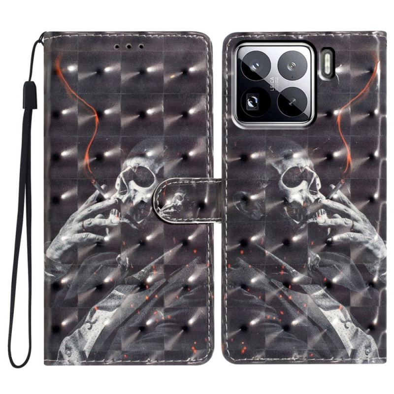 Lederhüllen Xiaomi 15 Pro Handyhülle 3d-rauchendes Skelett
