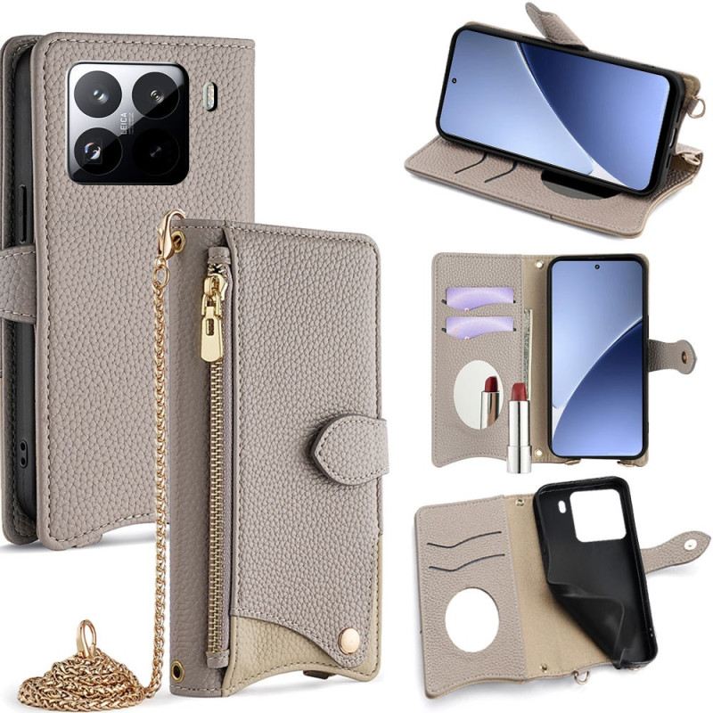 Lederhüllen Xiaomi 15 Pro Handyhülle Geldbörse Mit Kette