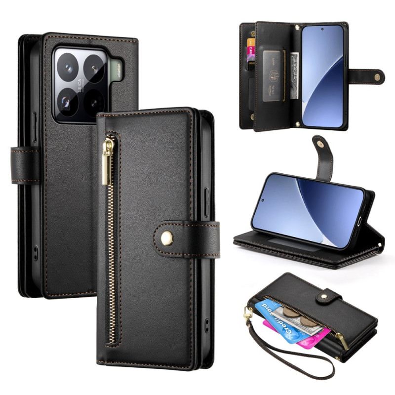Lederhüllen Xiaomi 15 Pro Handyhülle Geldbörse Mit Tragegurt Und Schultergurt