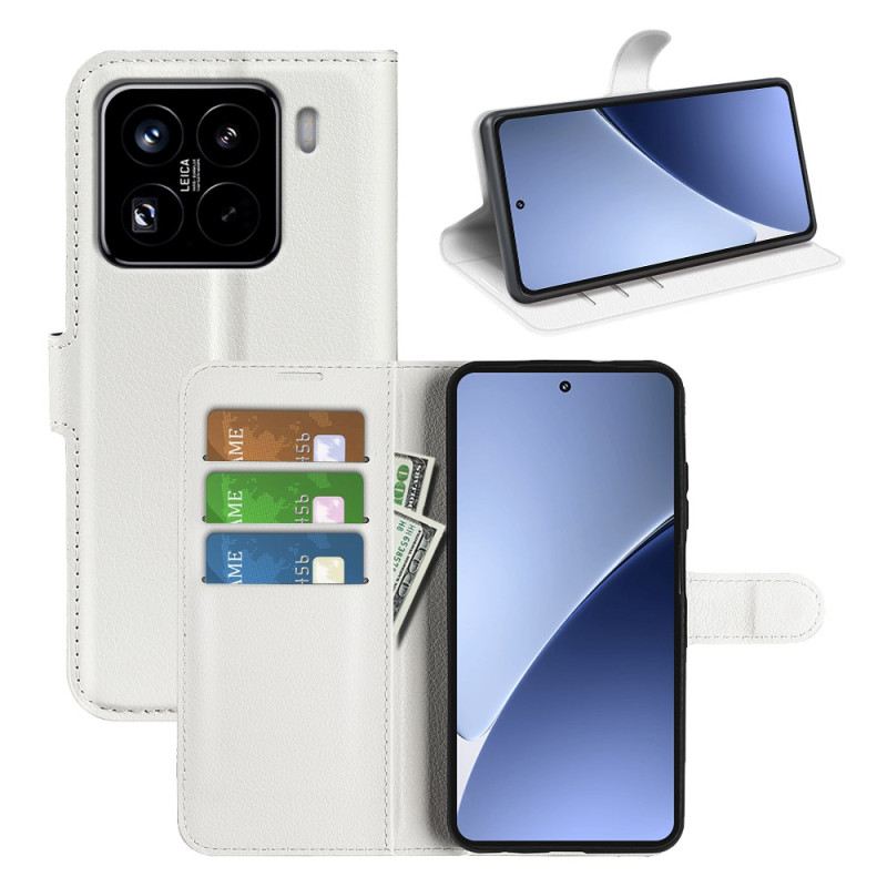 Lederhüllen Xiaomi 15 Pro Handyhülle Kunstleder-lanyard (klassisch Litschi)