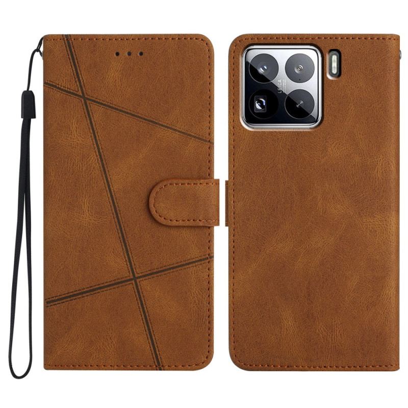 Lederhüllen Xiaomi 15 Pro Handyhülle Linien Und Streifen Mit Riemen