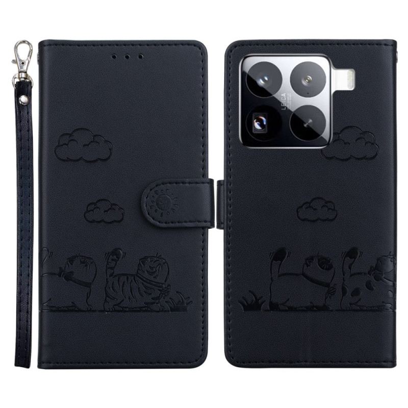 Lederhüllen Xiaomi 15 Pro Rfid-blockierendes Katzenmotiv