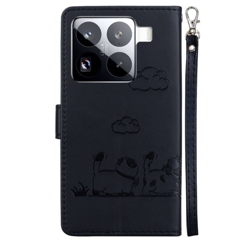 Lederhüllen Xiaomi 15 Pro Rfid-blockierendes Katzenmotiv