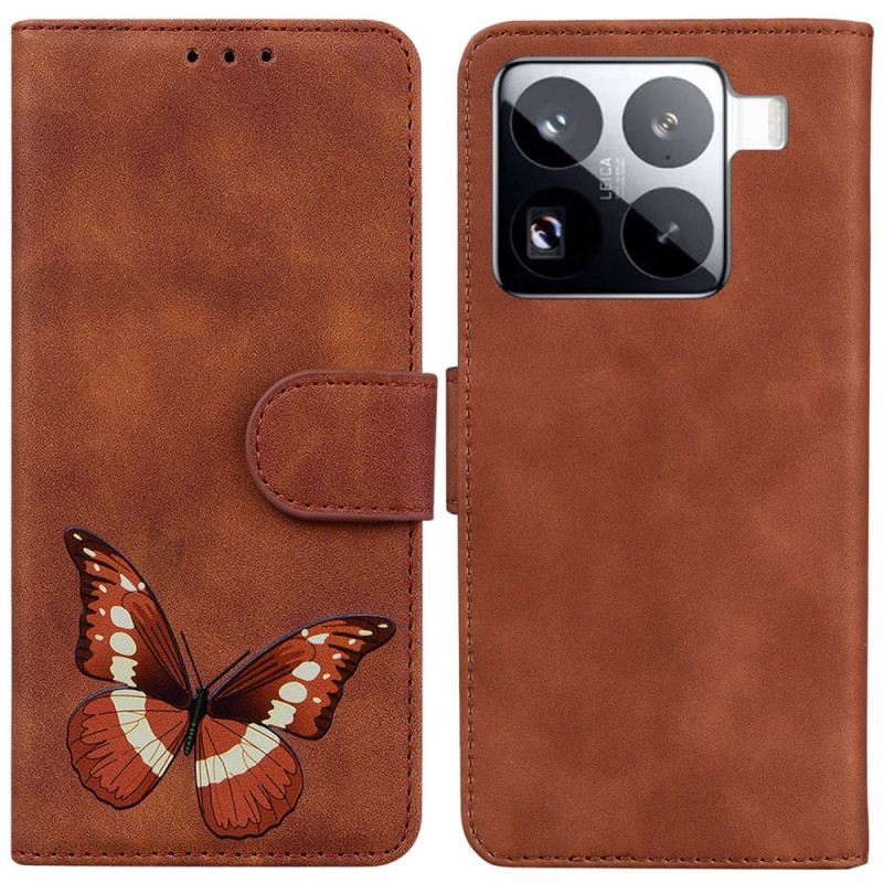 Lederhüllen Xiaomi 15 Pro Schmetterlings-wildlederoptik
