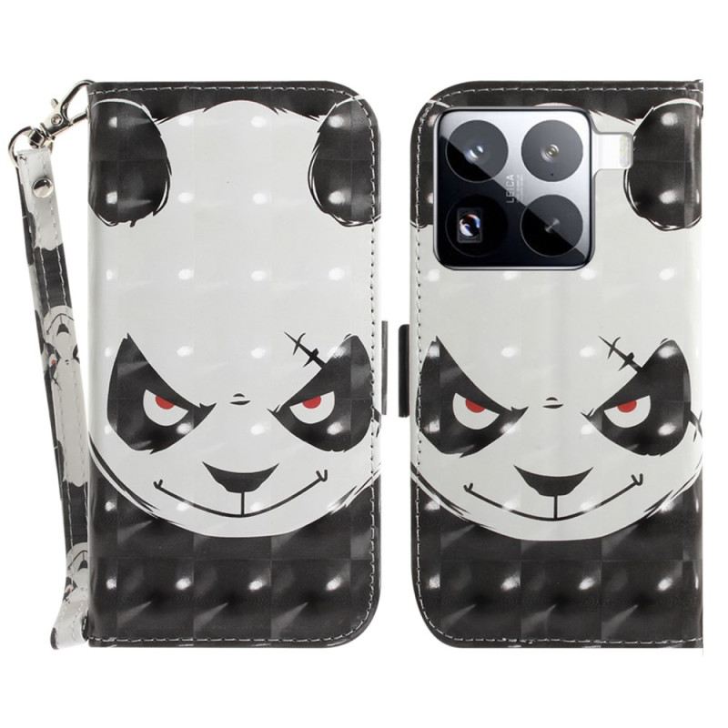 Lederhüllen Xiaomi 15 Pro Wütender Panda-armband