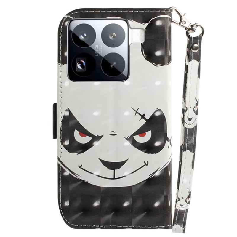 Lederhüllen Xiaomi 15 Pro Wütender Panda-armband