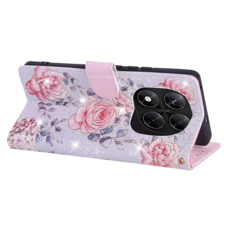 Lederhüllen Für Poco X7 5g Rfid-schutz Im Blumenmuster