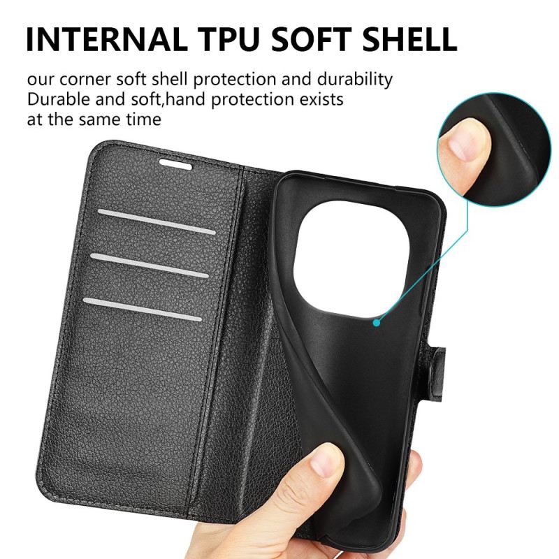 Lederhüllen Poco X7 5g Handyhülle Klassisches Litschi-kunstleder