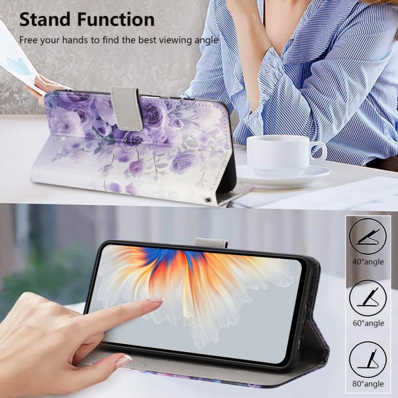 Lederhüllen Für Google Pixel 10a Lila Rosen