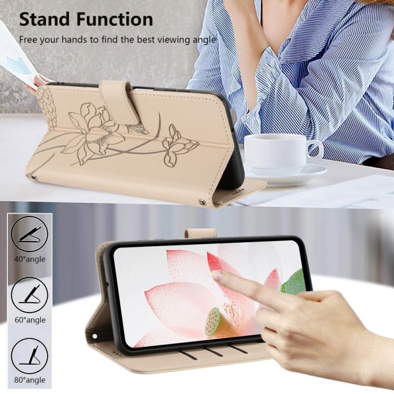 Lederhüllen Google Pixel 10a Handyhülle Armband Mit Lotusmuster