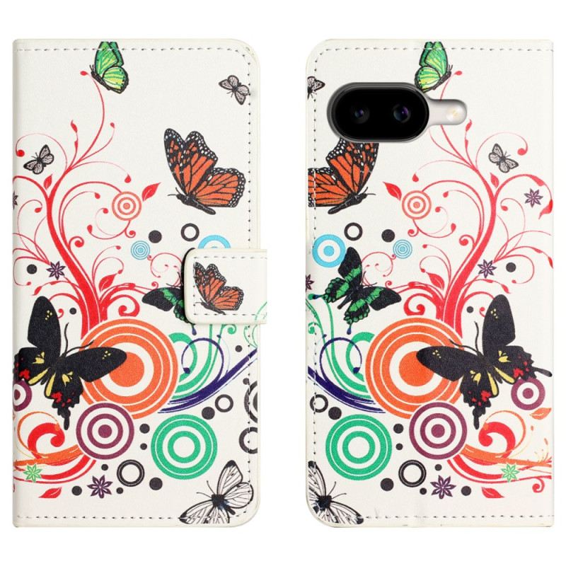 Lederhüllen Google Pixel 10a Schmetterlinge Auf Weißem Hintergrund