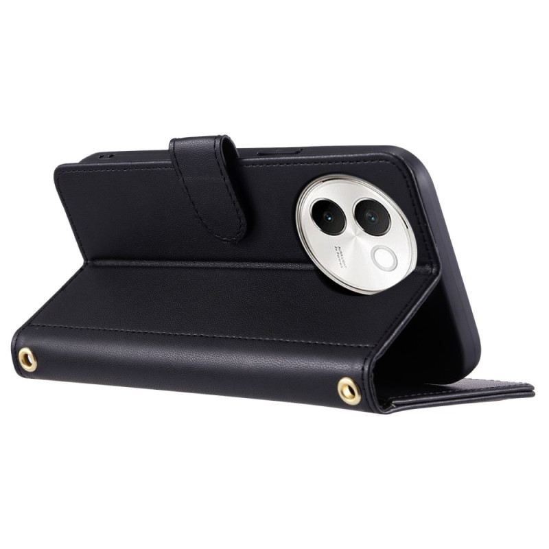 Lederhüllen Vivo V40 Lite 5g Handyhülle Gesteppt Mit Tragegurt Und Schultergurt