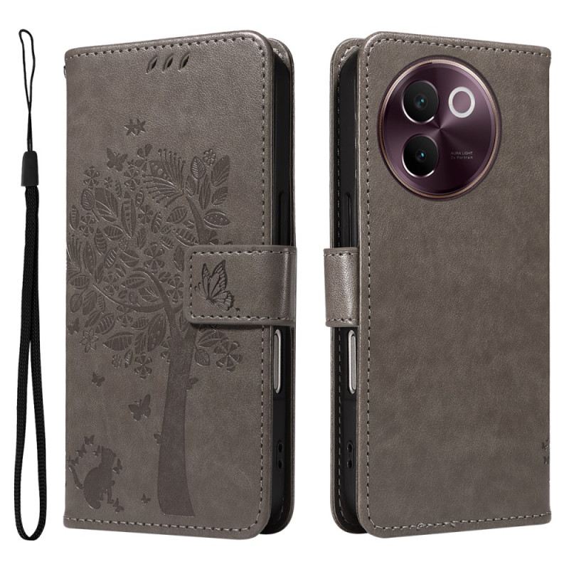 Lederhüllen Vivo V40 Lite 5g Katze Und Baum