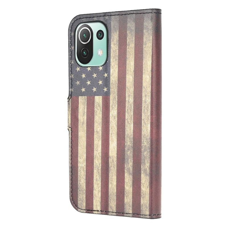 Lederhüllen Für Xiaomi Mi 11 Lite 5G NE / Mi 11 Lite / Mi 11 Lite 5G Anti-Sturz Vintage Amerikanische Flagge