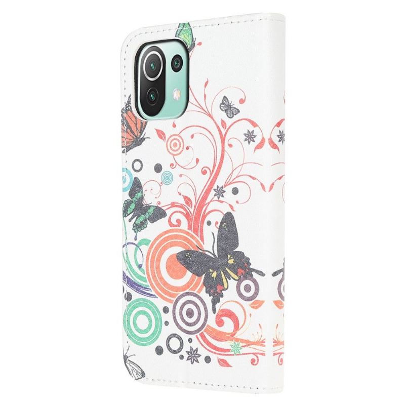 Lederhüllen Für Xiaomi Mi 11 Lite 5G NE / Mi 11 Lite / Mi 11 Lite 5G Retro-schmetterlinge