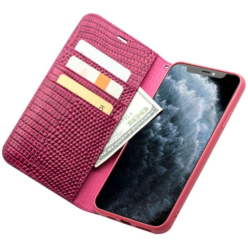 Flip Case Für iPhone 11 Pro Max Echtleder Mit Krokodileffekt