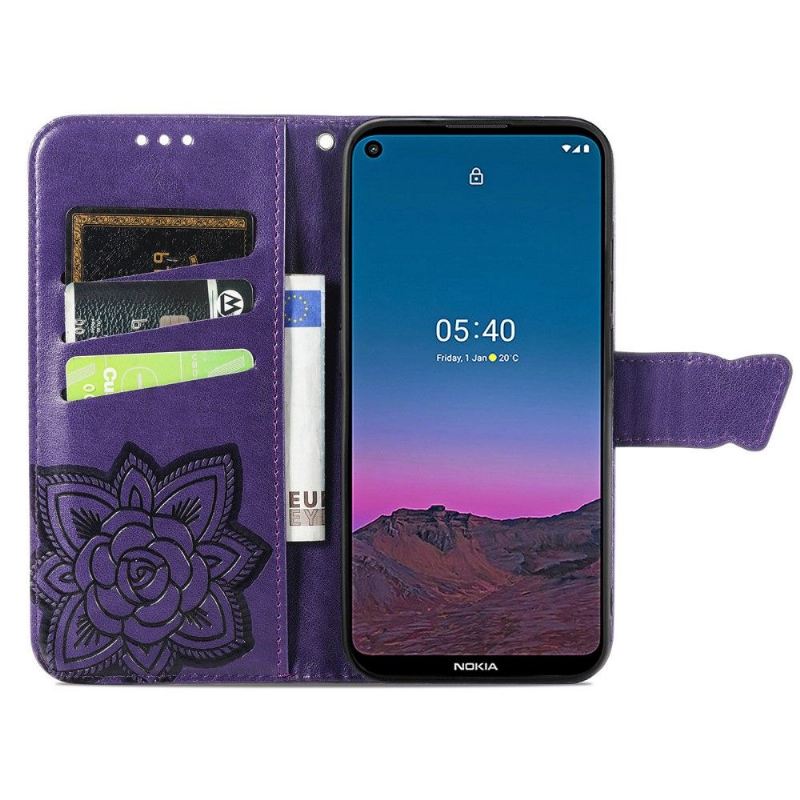 Lederhüllen Für Nokia 3.4 / Nokia 5.4 Reliefschmetterling