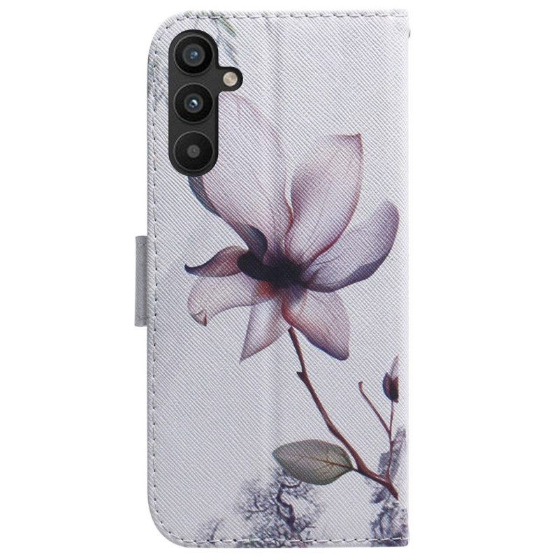 Lederhüllen Für Samsung Galaxy A54 5G Mit Kordel Vintage Riemchenblume