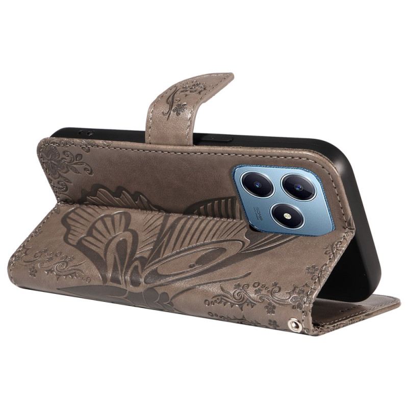 Lederhüllen Realme C63 Handyhülle Schmetterlingsmotiv