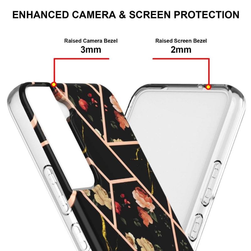 Hülle Für Samsung Galaxy S22 Plus 5G Anti-Sturz Marmor Und Blumen