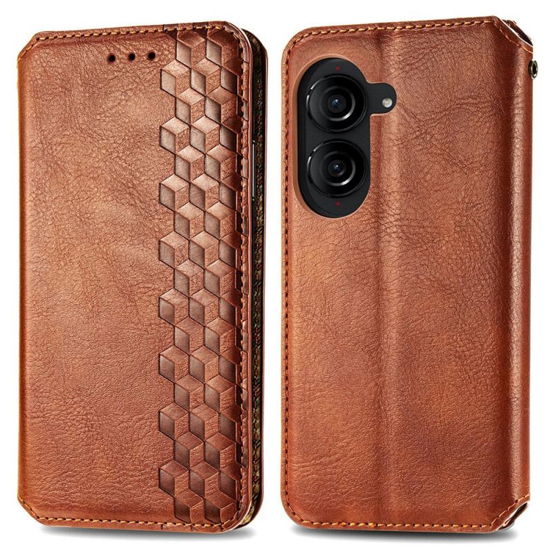 Flip Case Asus Zenfone 10 Handyhülle Wildledereffekt Mit Rand
