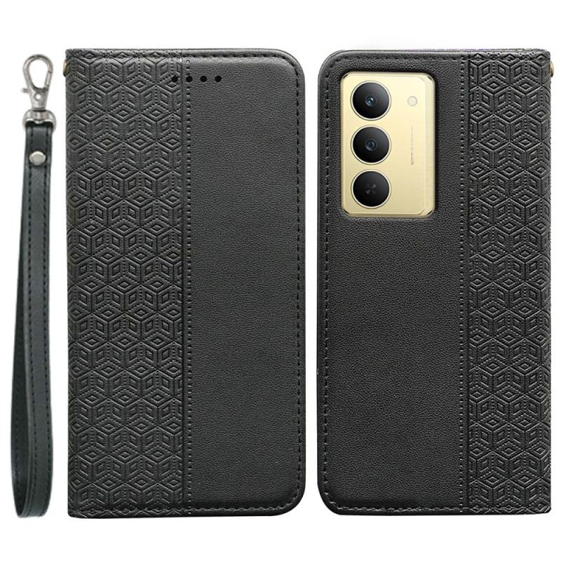 Flip Case Realme 14x 5g Karierter Riemen