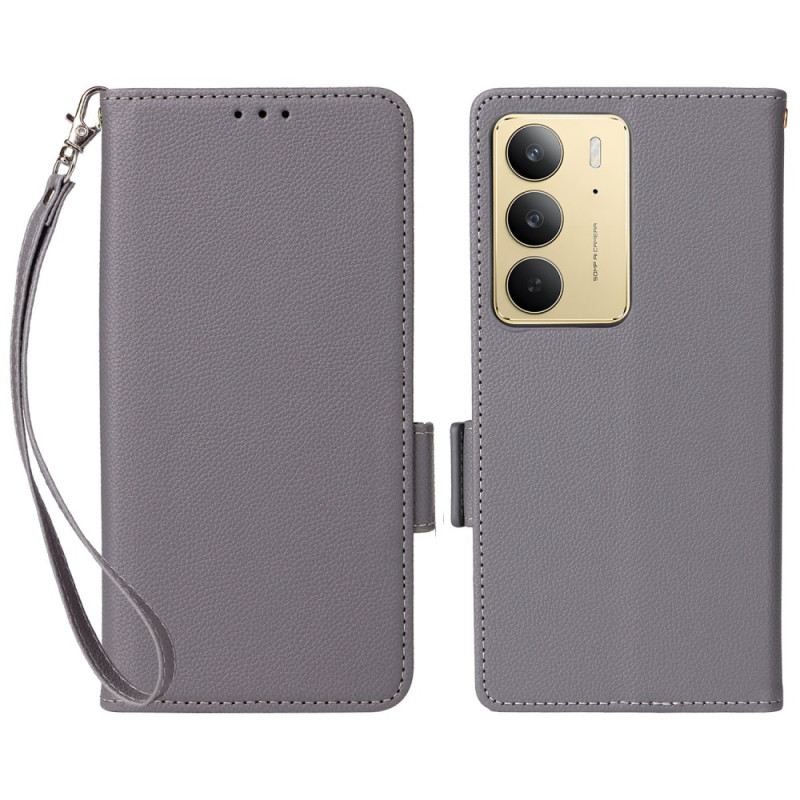 Lederhüllen Realme 14x 5g Handyhülle Litschi-kunstleder Mit Riemen