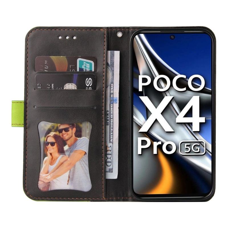 Lederhüllen Für Poco X4 Pro 5G Emma Zweifarbiges Kunstleder