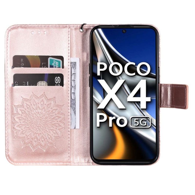 Lederhüllen Für Poco X4 Pro 5G Mit Kordel Sonnenblume