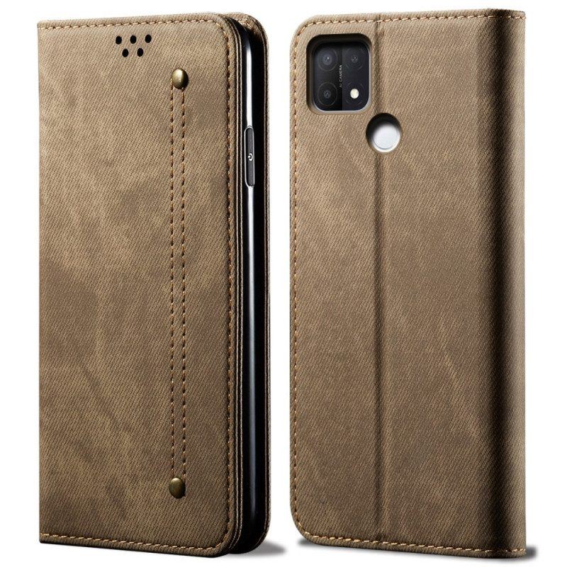Schutzhülle Für Oppo A15 Flip Case Denim-stoff