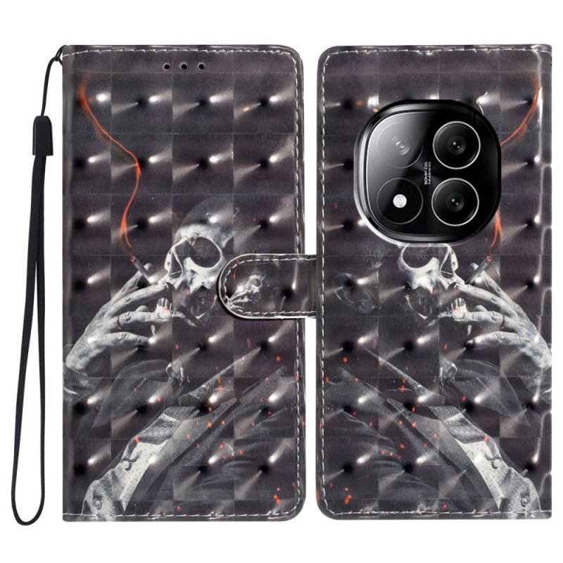 Lederhüllen Für Xiaomi Redmi Note 14 Pro Plus 5g 3d-rauchendes Skelett