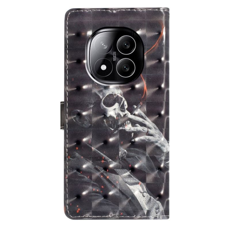 Lederhüllen Für Xiaomi Redmi Note 14 Pro Plus 5g 3d-rauchendes Skelett