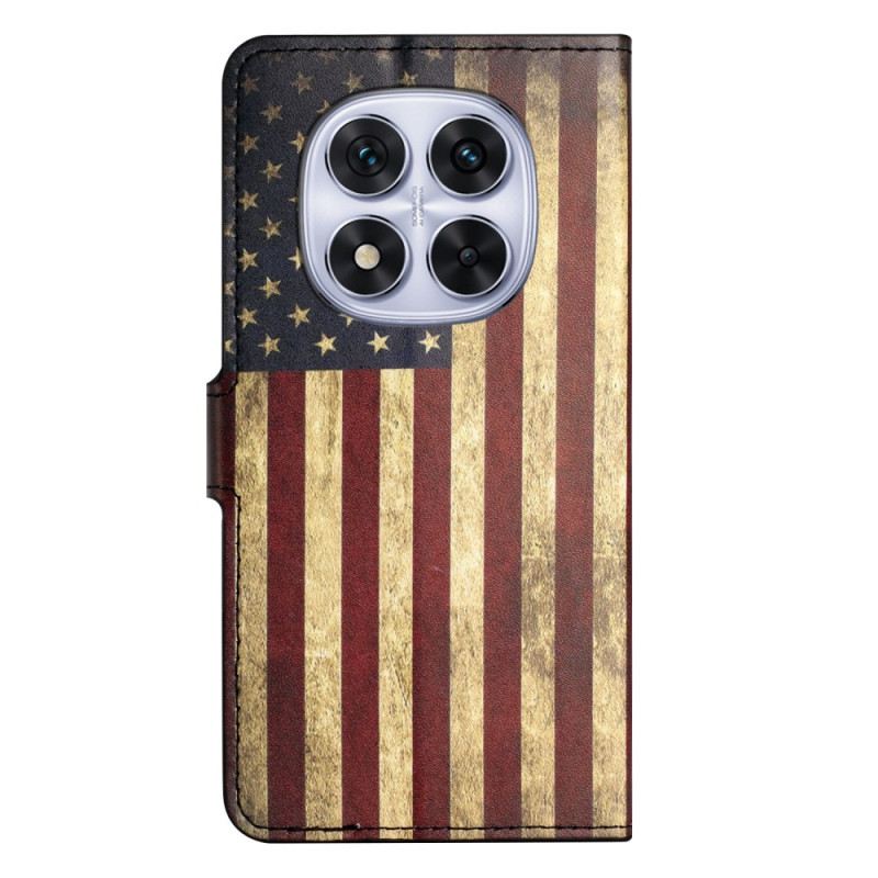 Lederhüllen Xiaomi Redmi Note 14 Pro Plus 5g Handyhülle Amerikanische Flagge (vintage)
