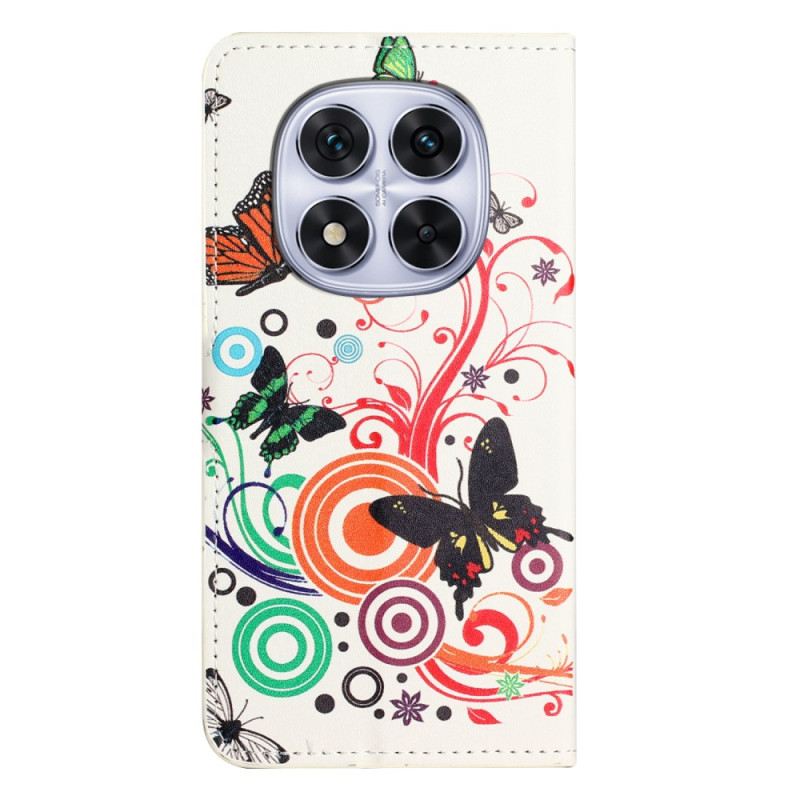 Lederhüllen Xiaomi Redmi Note 14 Pro Plus 5g Handyhülle Schmetterlinge Auf Weißem Hintergrund
