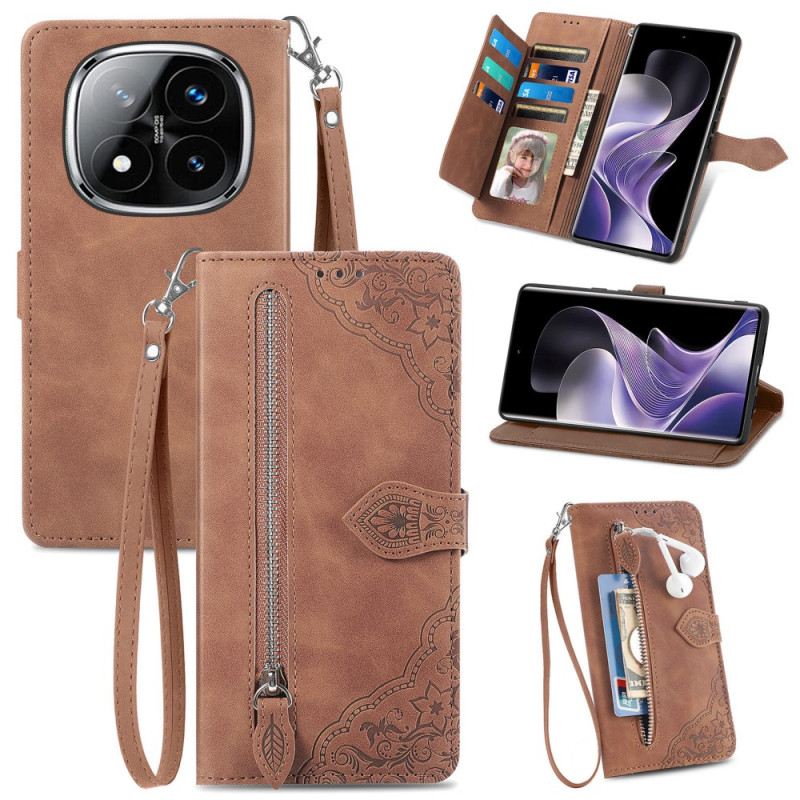 Lederhüllen Xiaomi Redmi Note 14 Pro Plus 5g Handyhülle Spitze Mit Reißverschlusstasche