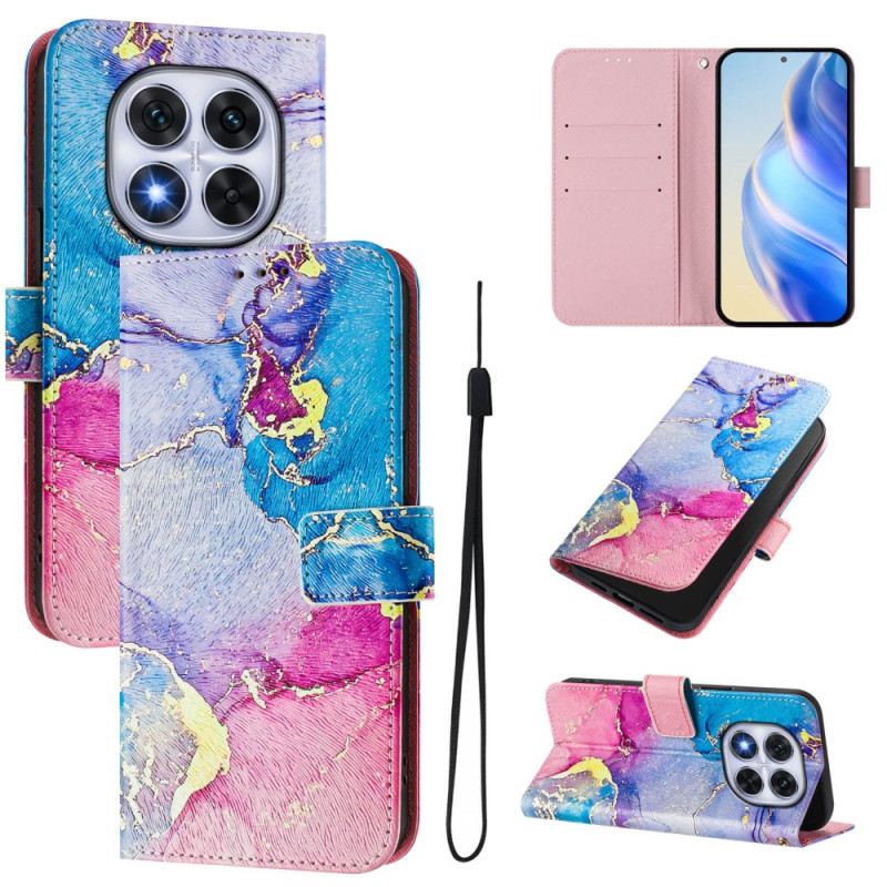 Lederhüllen Xiaomi Redmi Note 14 Pro Plus 5g Mehrfarbiges Marmormuster