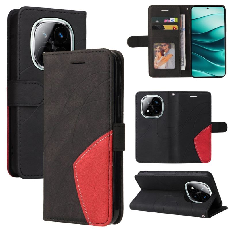 Lederhüllen Xiaomi Redmi Note 14 Pro Plus 5g Zweifarbige Wellenlinien