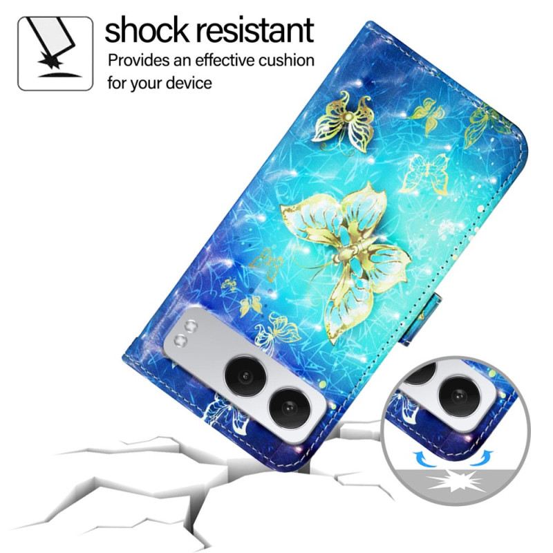 Lederhüllen Oneplus Nord 4 Handyhülle Goldene Schmetterlinge