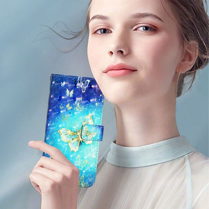 Lederhüllen Oneplus Nord 4 Handyhülle Goldene Schmetterlinge