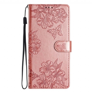 Lederhüllen Oneplus Nord 4 Handyhülle Riemendesign Mit Blumenmuster