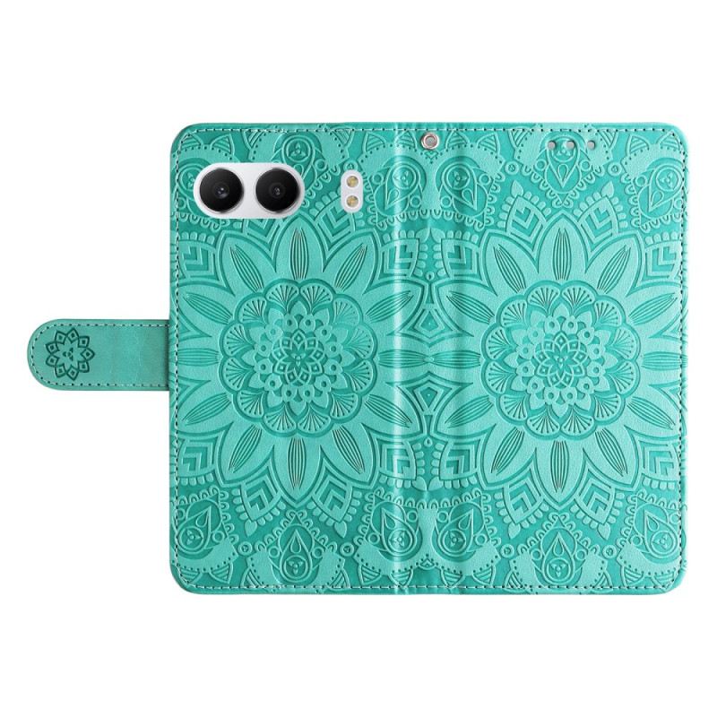 Lederhüllen Oneplus Nord 4 Riemen Mit Sonnenblumenmuster