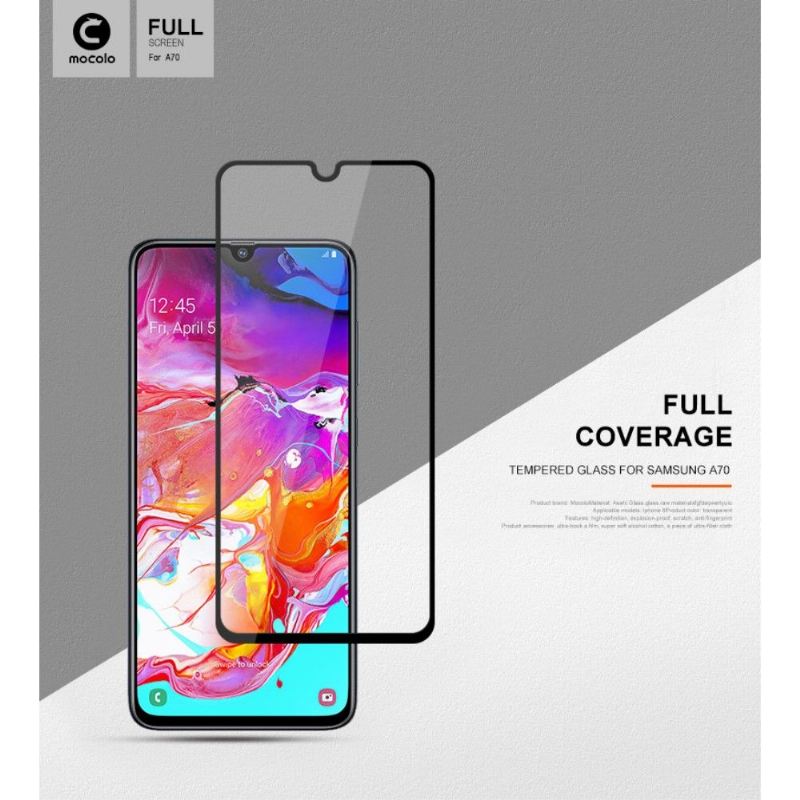 Handyhülle Für Samsung Galaxy A70 Schutzhülle Displayschutzfolie Aus Gehärtetem Glas In Voller Größe – Schwarz