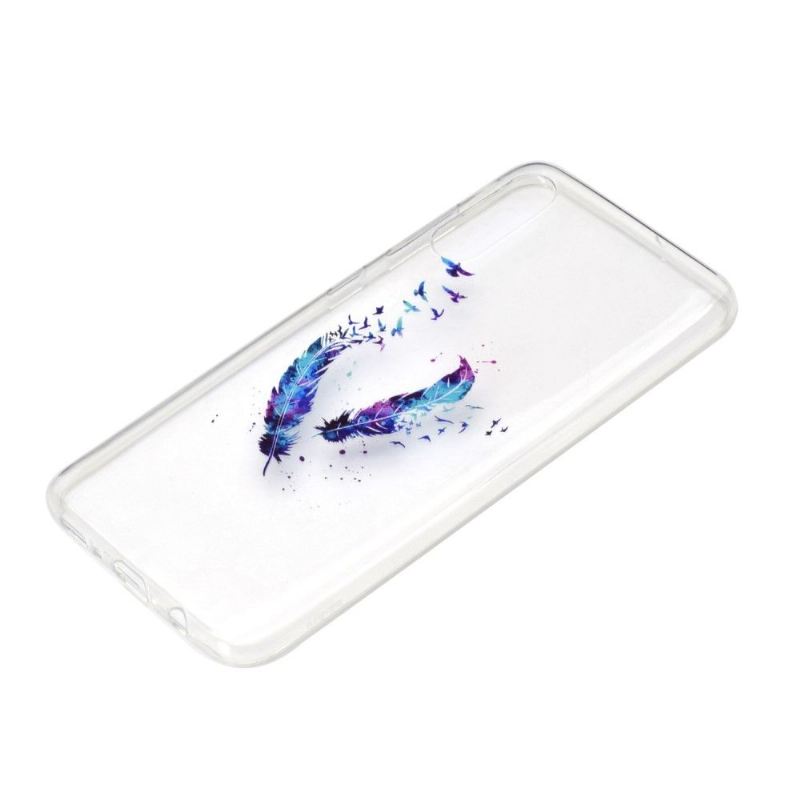 Hülle Für Samsung Galaxy A70 Nahtlose Federn Und Vögel