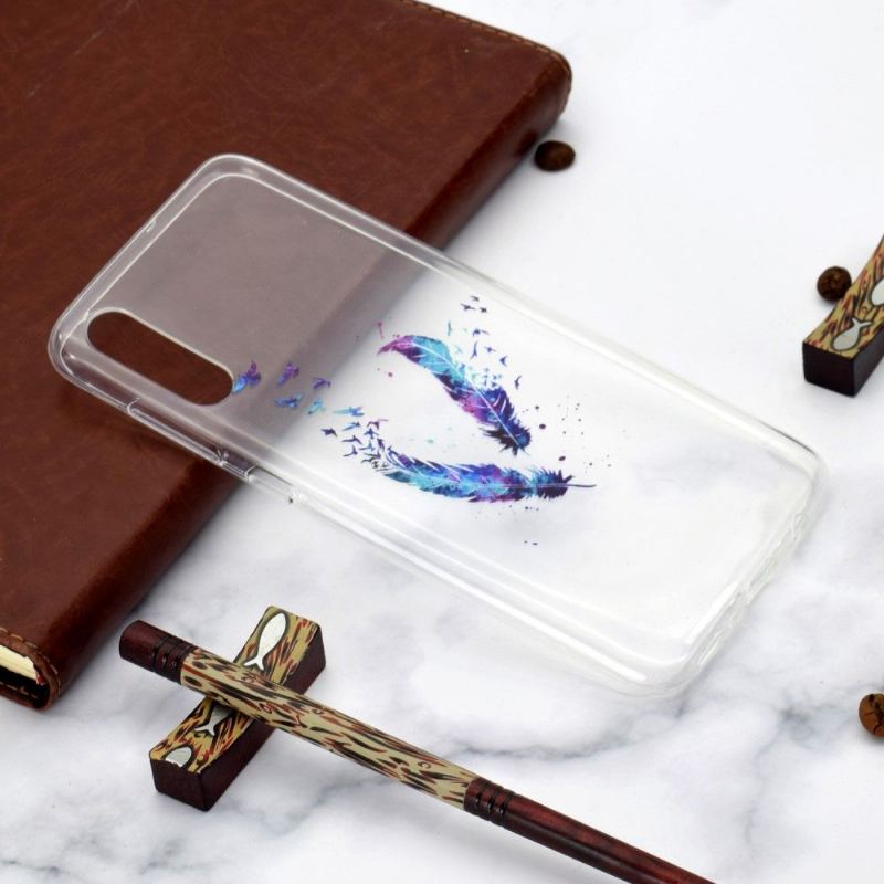 Hülle Für Samsung Galaxy A70 Nahtlose Federn Und Vögel