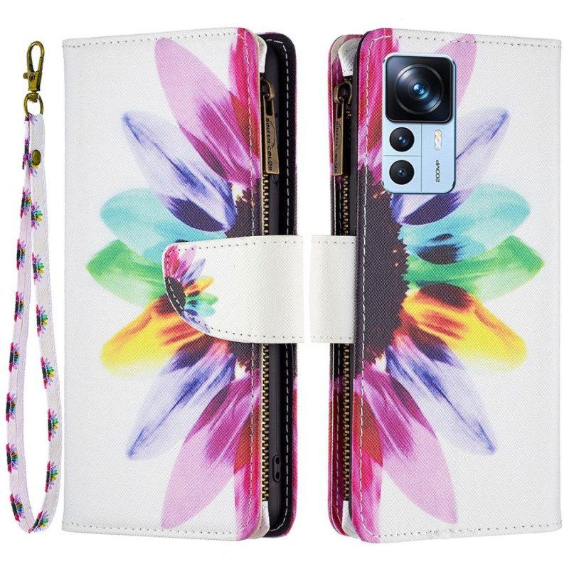 Flip Case Für Xiaomi 12T / 12T Pro Blumentasche Mit Reißverschluss