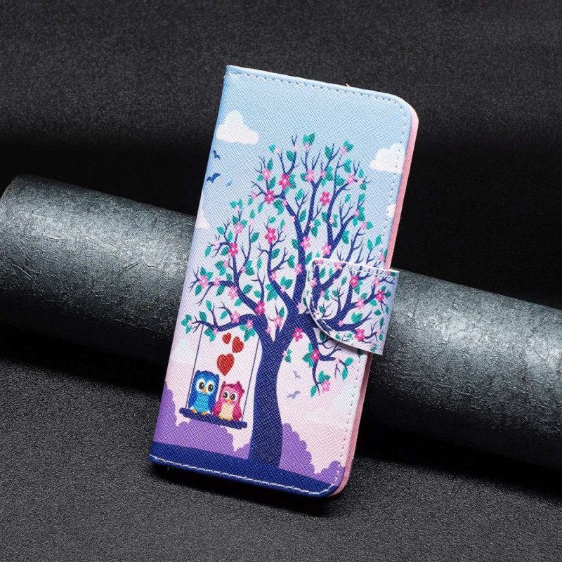 Lederhüllen Für Xiaomi 12T / 12T Pro Eulen Auf Der Schaukel