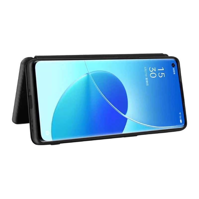 Flip Case Für Oppo Reno 6 5G Kohlefaser-kunstleder