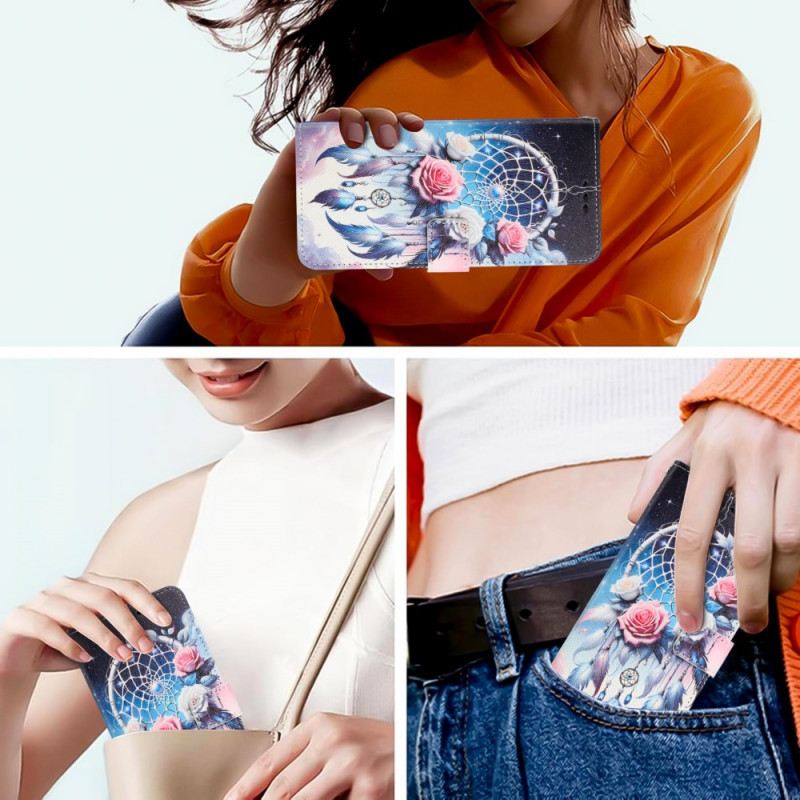 Lederhüllen Realme 14t 5g Blumenmuster Und Traumfänger